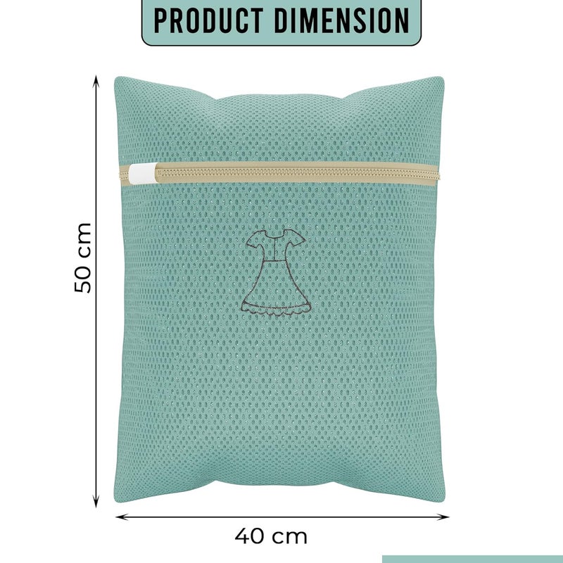 Kuber Industries Set of 6 Polyester Mesh Laundry Bag with Zip Reusable Washing Bags for Washing Machine Ideal for Delicate Fabrics Lingerie Shoes Protection YZ4GRN Green - Image 3