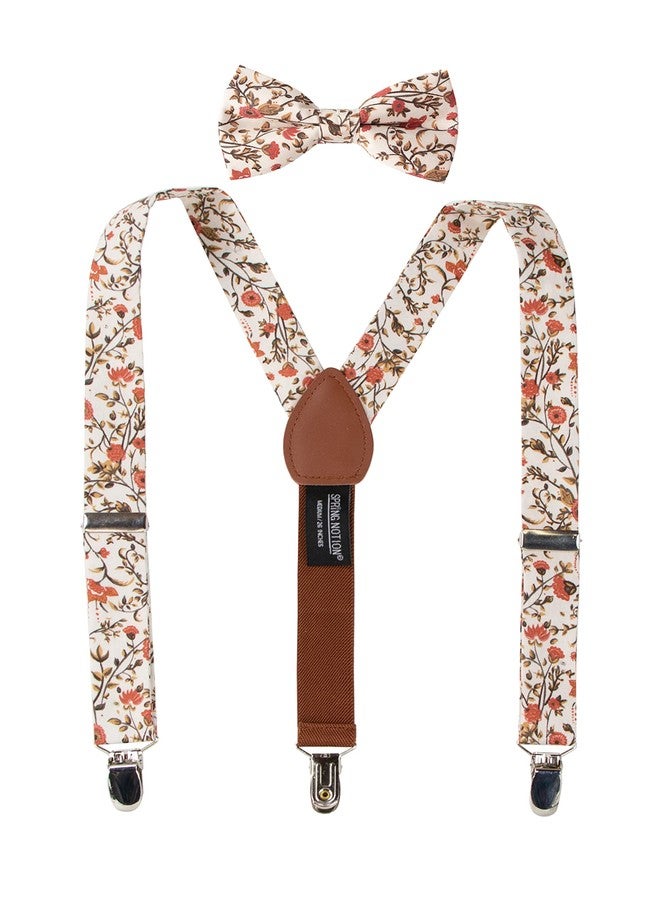 Spring Notion Boys' Cotton Floral Suspenders and Bow Tie Set For Kids Toddlers Infants, 43-Sienna Medium - Image 1