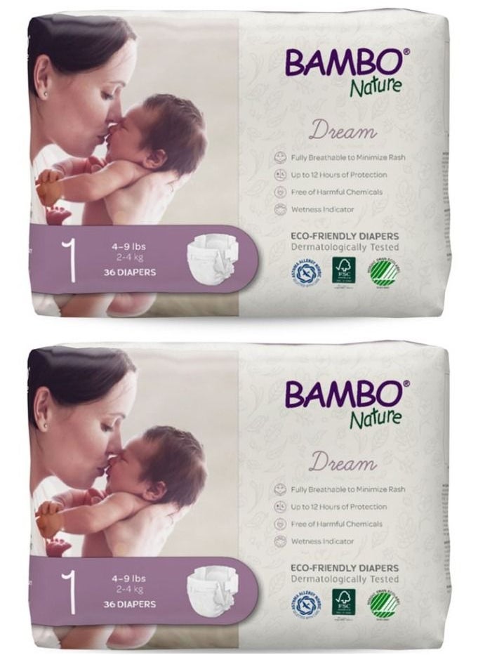 BAMBO NATURE - Bambo Nature Eco Friendly Diaper Size 1, 2-4 Kg, 72counts (36 x 2) - Image 1