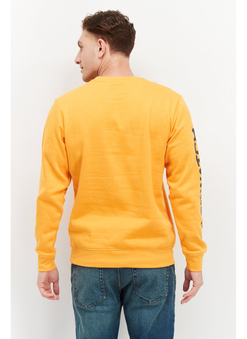 DIFUZED سويت شيرت رجالي بأكمام طويلة وياقة دائرية، طباعة جرافيك، مجموعة برتقالية - Image 5