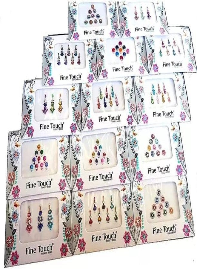 Woman & Girls Bindi Combo Pack 12 Flaps Stone Multicolor Bindis - Image 1