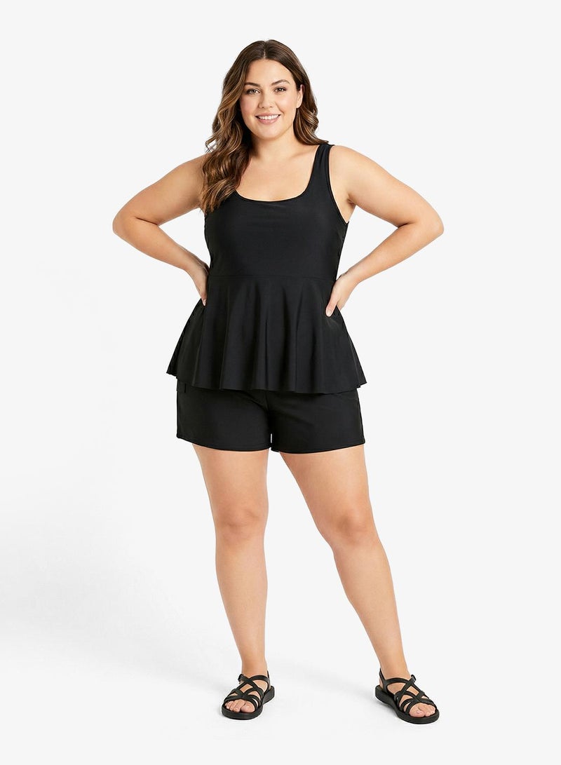 Ella Plus Square Neck Swimsuit With Shorts - Image 1