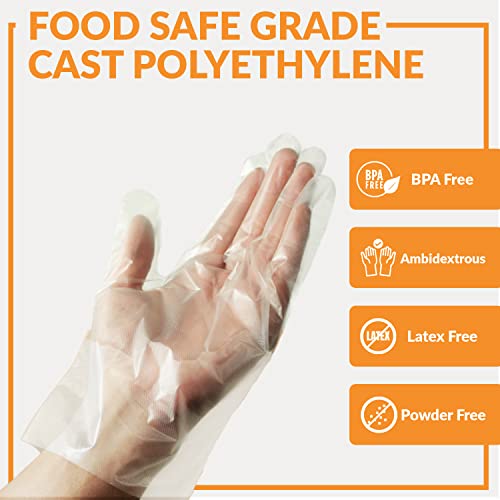 Klex 200 BPA Free Disposable Heavyweight Cast Poly CPE Gloves, Embossed PE Plastic Glove for Food Handling Food Prep Safe, Latex & Powder Free (200 Count, Medium) - Image 2