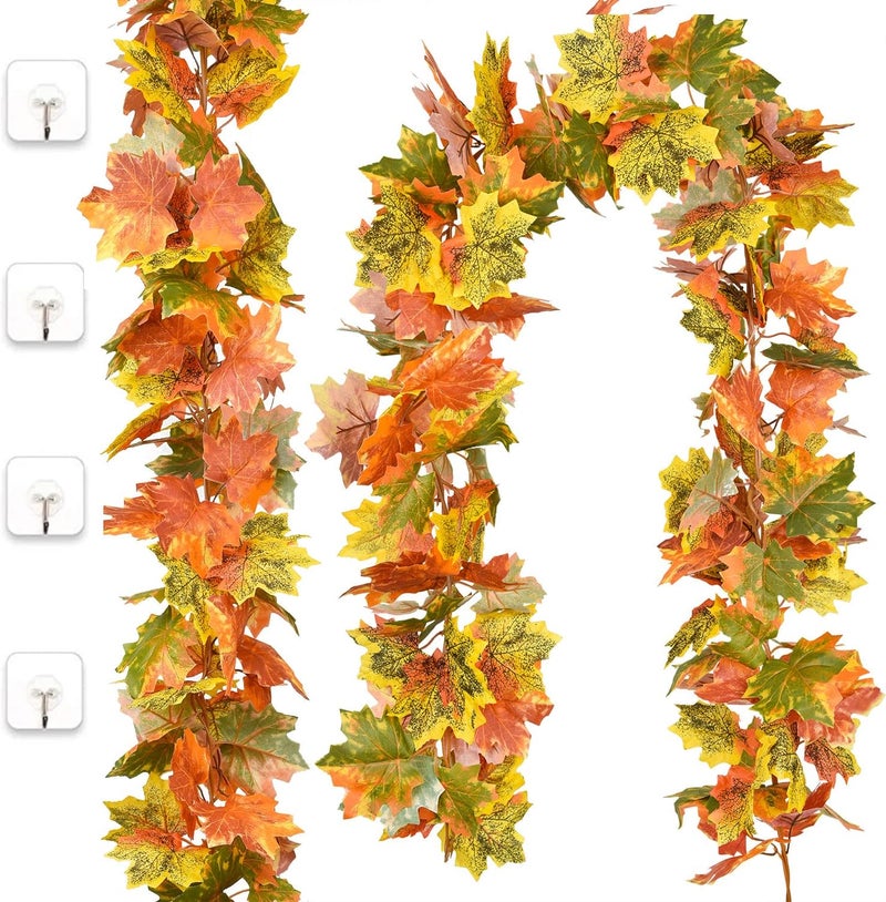 Fomlily سلسلة أوراق القيقب الخريفية من فوملي 5.9 قدم - أوراق خريفية صناعية لتزيين المنزل، الزفاف، والحفلات - Image 1
