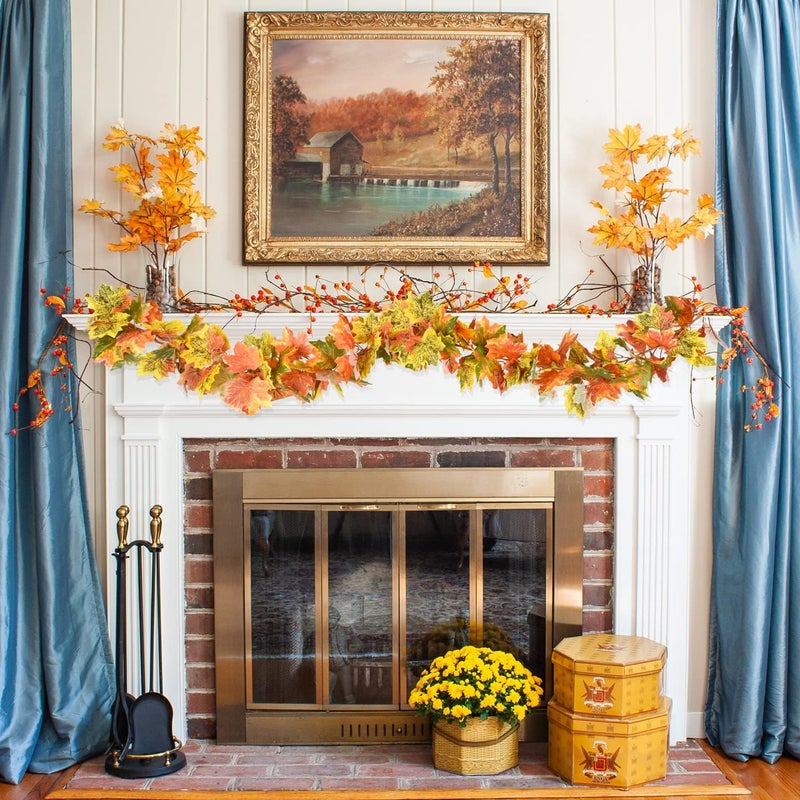 Fomlily سلسلة أوراق القيقب الخريفية من فوملي 5.9 قدم - أوراق خريفية صناعية لتزيين المنزل، الزفاف، والحفلات - Image 5