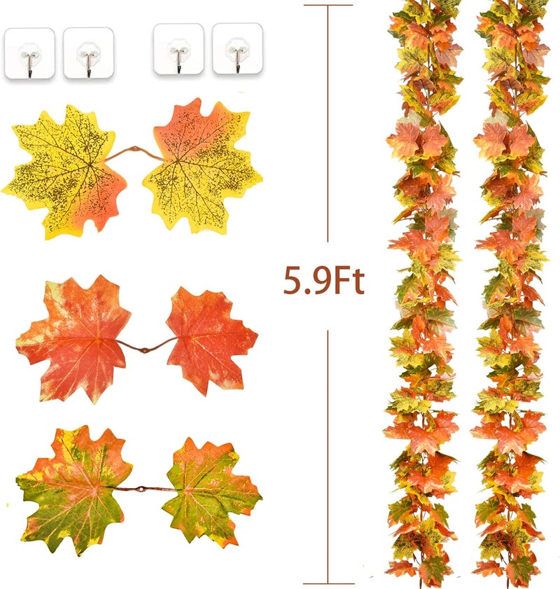 Fomlily سلسلة أوراق القيقب الخريفية من فوملي 5.9 قدم - أوراق خريفية صناعية لتزيين المنزل، الزفاف، والحفلات - Image 4