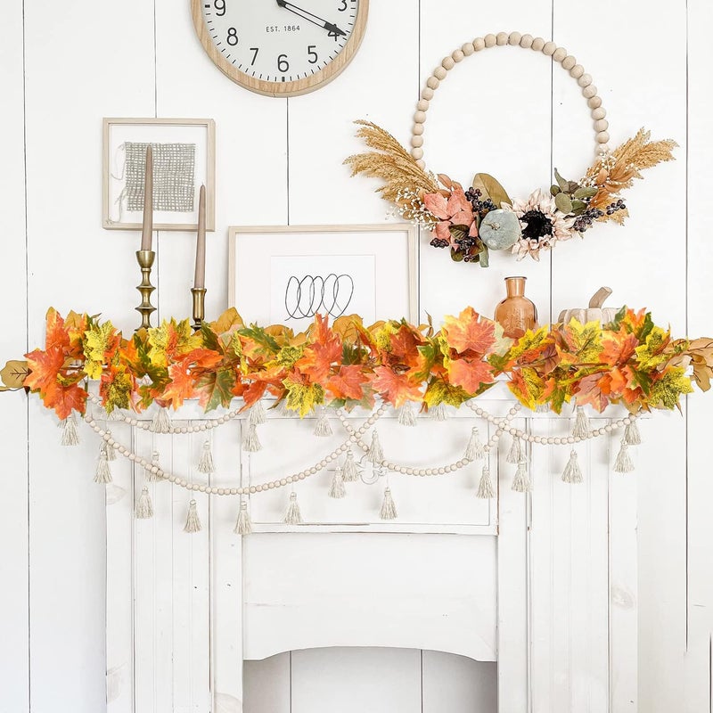 Fomlily سلسلة أوراق القيقب الخريفية من فوملي 5.9 قدم - أوراق خريفية صناعية لتزيين المنزل، الزفاف، والحفلات - Image 2