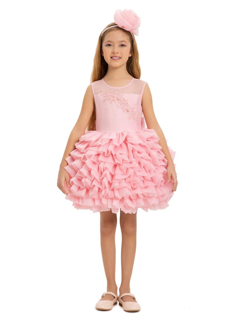 فيا بامبينو فستان حفلات توتو قصير مكشكش وردي - Image 1