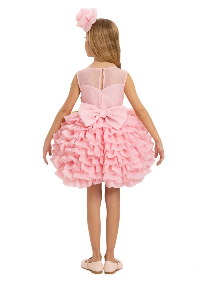 VIA BAMBINO Short Ruffle Tutu Party Dress Pink