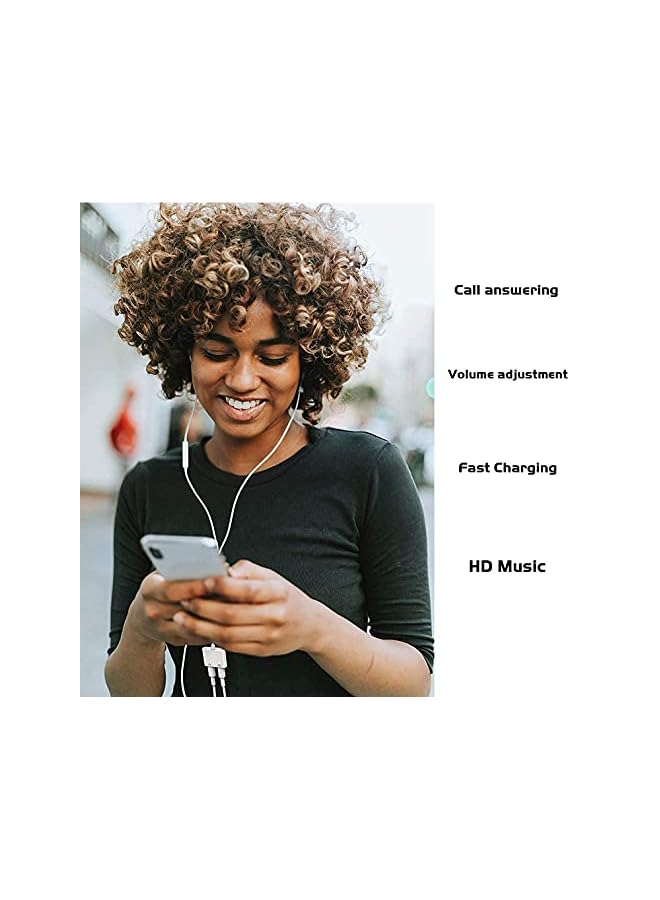 KASTWAVE For iPhone Headphones Adapter & Splitter, 2 in 1 Dual Lightning Charger Cable Aux Audio Adapter Converter for iPhone 12/11/XS/XR/X/8/7/6/iPad, Support Calling+Charging+Music Control - Image 3