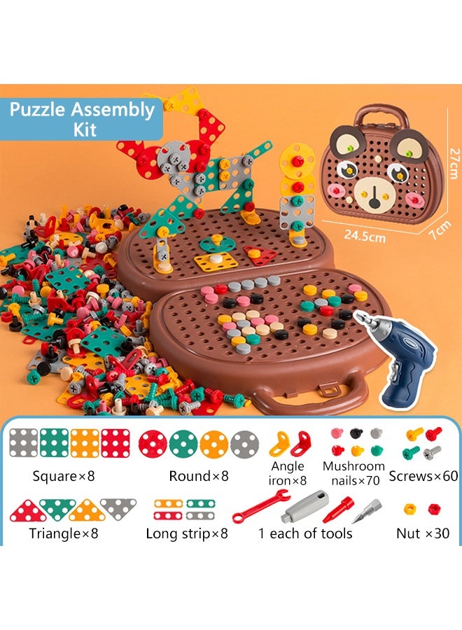 LCAREMOM 203 Piece Kids Repair Tool Box Set with Electric Toy Drill, STEM Educational Pretend Play Construction & Building Blocks Kit, Screwdriver & Accessories, DIY Puzzle Assembly Game, Birthday Gift for Boys & Girls - Image 2