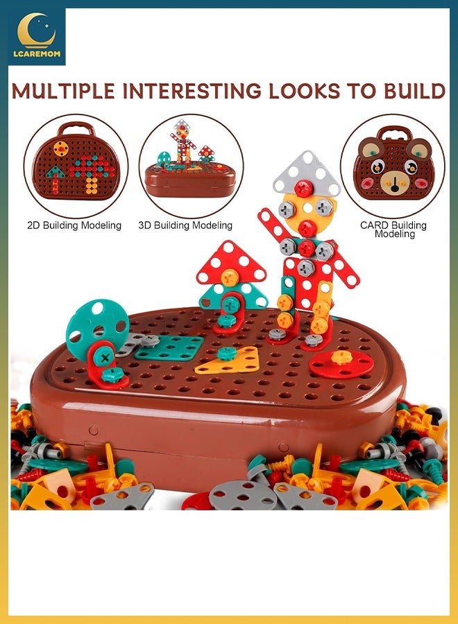 LCAREMOM 203 Piece Kids Repair Tool Box Set with Electric Toy Drill, STEM Educational Pretend Play Construction & Building Blocks Kit, Screwdriver & Accessories, DIY Puzzle Assembly Game, Birthday Gift for Boys & Girls - Image 5