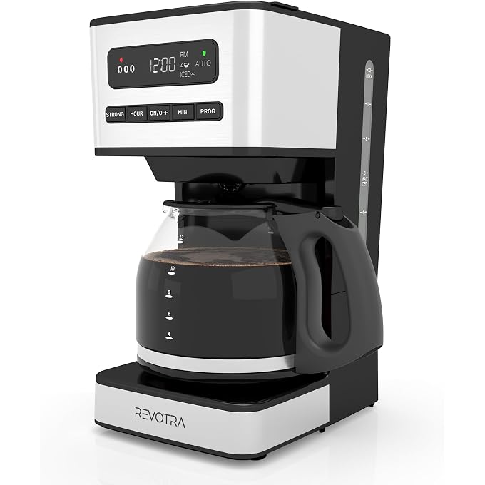 12 Cup Programmable Coffee Maker, Hot and Iced Drip Coffee Makers | Regular & Strong Brew Drip Coffee Machine, 1-4 Cup, 24H Timer, Auto Shut-Off, Keep Warm, Pause & Serve - Image 1