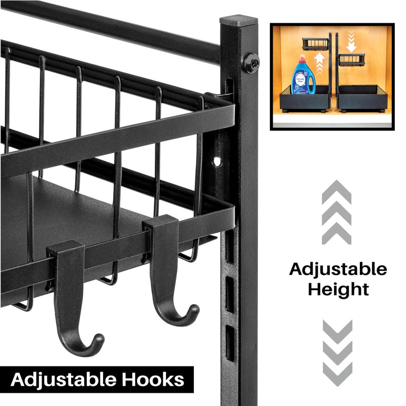 LYNK PROFESSIONAL LYNK PROFESSIONAL Pull Out Under Sink Kitchen Cabinet Organizer - 10"" W x 14"" D 2-Tier Drawer - Sliding Shelf Organizer for Cabinets and Undersink Storage Shelves - Lifetime Ltd. Warranty - Black  - Image 5