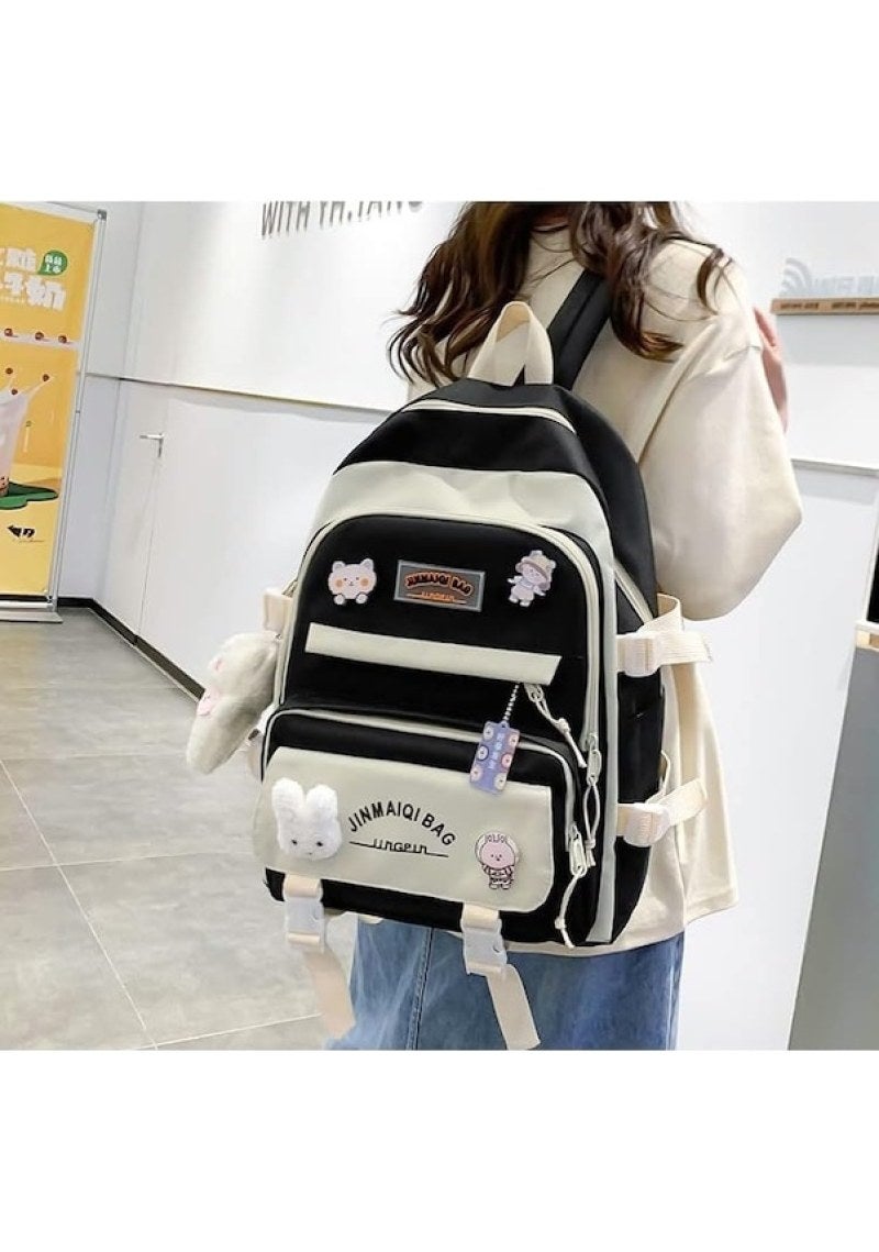 High-grade nylon wear-resistant schoolbag female primary school students large-capacity backpack new backpack five-piece color - Image 3