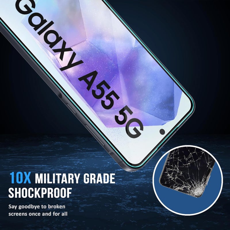 FIRST MART Military Grade Gorilla Tempered Glass Compatible For Samsung Galaxy A35 and Galaxy A55 (6.6 Inches) With Full Screen Coverage and Easy Installation Kit| Edge-To-Edge Protector|Black - Image 2