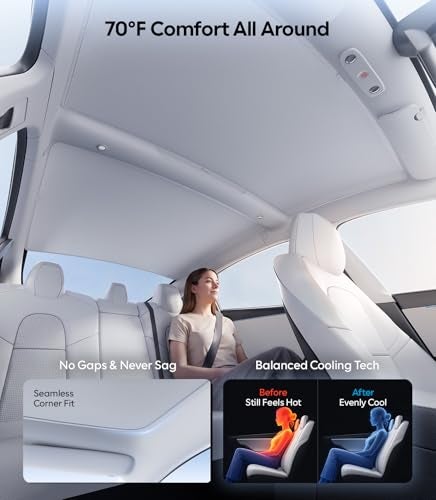 Wigoo Tesla Model 3 Sunshade Roof [Never Sag, Nano Ice-Crystal Coatings] 3-Gen Heat Insulation Glass Roof Sun Shade, Accessories for Tesla Model 3 2020~2026 Highland, Interior Gray - Image 4