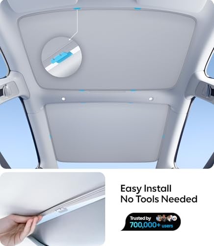 Wigoo Tesla Model 3 Sunshade Roof [Never Sag, Nano Ice-Crystal Coatings] 3-Gen Heat Insulation Glass Roof Sun Shade, Accessories for Tesla Model 3 2020~2026 Highland, Interior Gray - Image 5