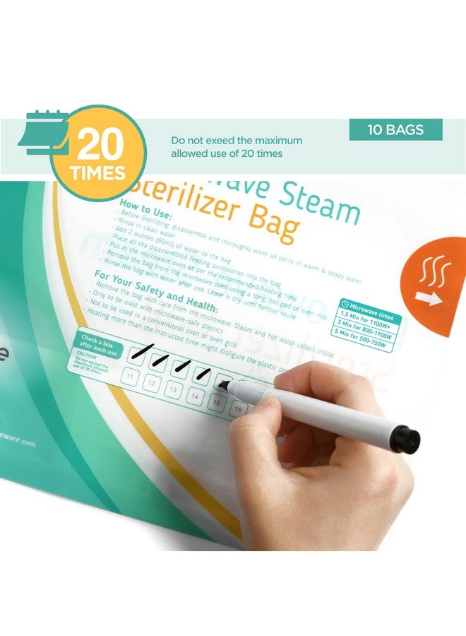 Kiddieware 10 Pack Microwave Sterilizer for Baby Bottles Pacifier Sanitizer and Breast Pump Sterilizer Bags Portable Travel Sterilizer for Baby Bottles Pacifiers and Breast Pump Parts - Image 5