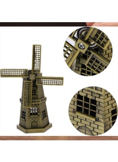 Hediyesahibi Gift Holder Vintage Metal Dutch Windmill Figurine Antique Bronze 17CM  - Image 1