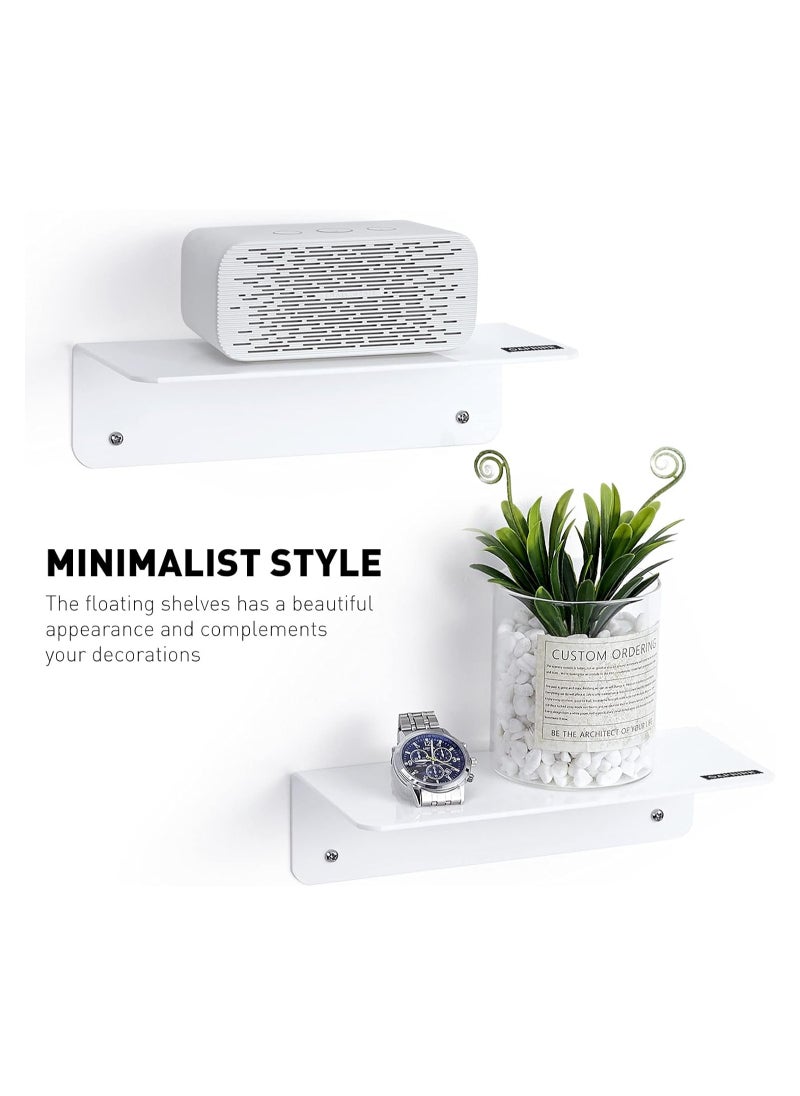 TPGP White Floating Wall Shelves Set of 4 - Easily Expand Wall Space - Acrylic Small Shelf for Bedroom, Bathroom, Kitchen, Living Room, Office, Playroom with Cable Clips - 9 Inch  - Image 3
