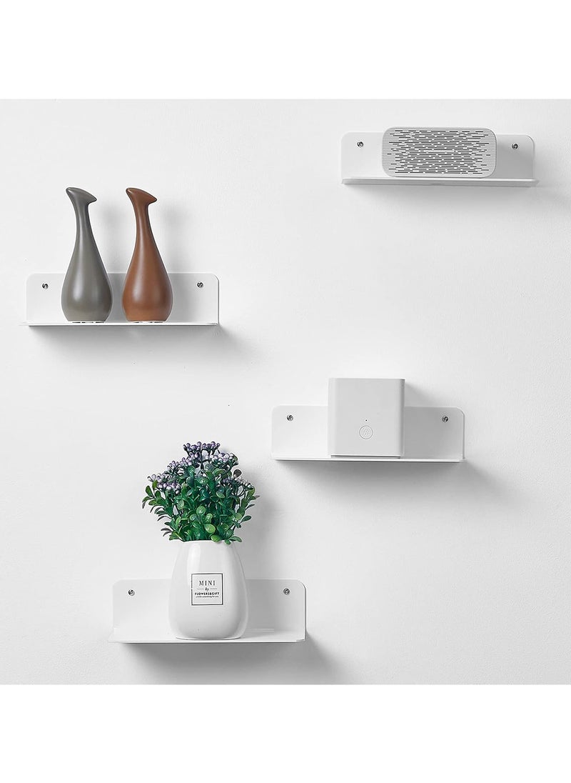 TPGP White Floating Wall Shelves Set of 4 - Easily Expand Wall Space - Acrylic Small Shelf for Bedroom, Bathroom, Kitchen, Living Room, Office, Playroom with Cable Clips - 9 Inch  - Image 1
