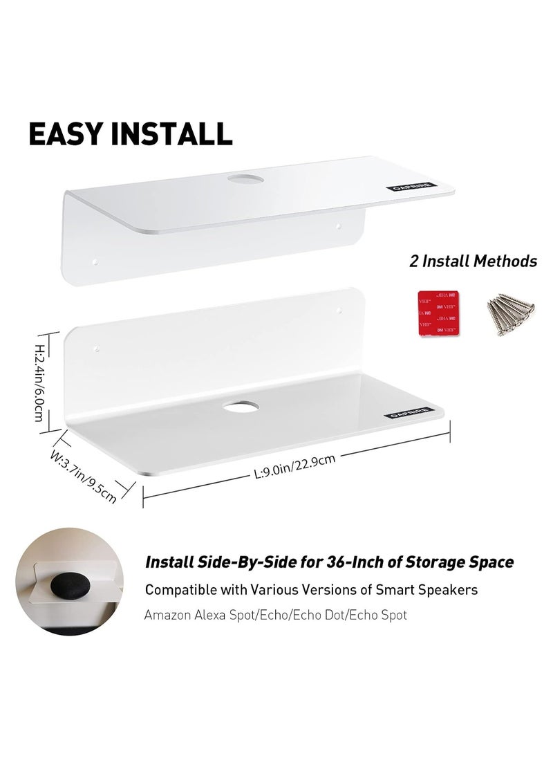 TPGP White Floating Wall Shelves Set of 4 - Easily Expand Wall Space - Acrylic Small Shelf for Bedroom, Bathroom, Kitchen, Living Room, Office, Playroom with Cable Clips - 9 Inch  - Image 4