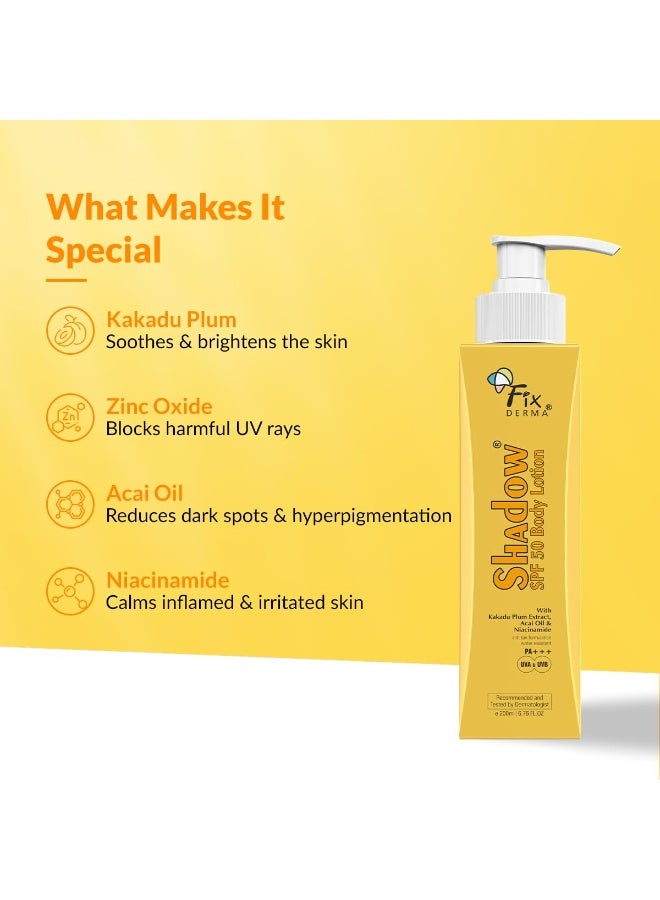 FIXDERMA Shadow Sunscreen Body Lotion with SPF 50 PA+++ & 2% Niacinamide - Image 4
