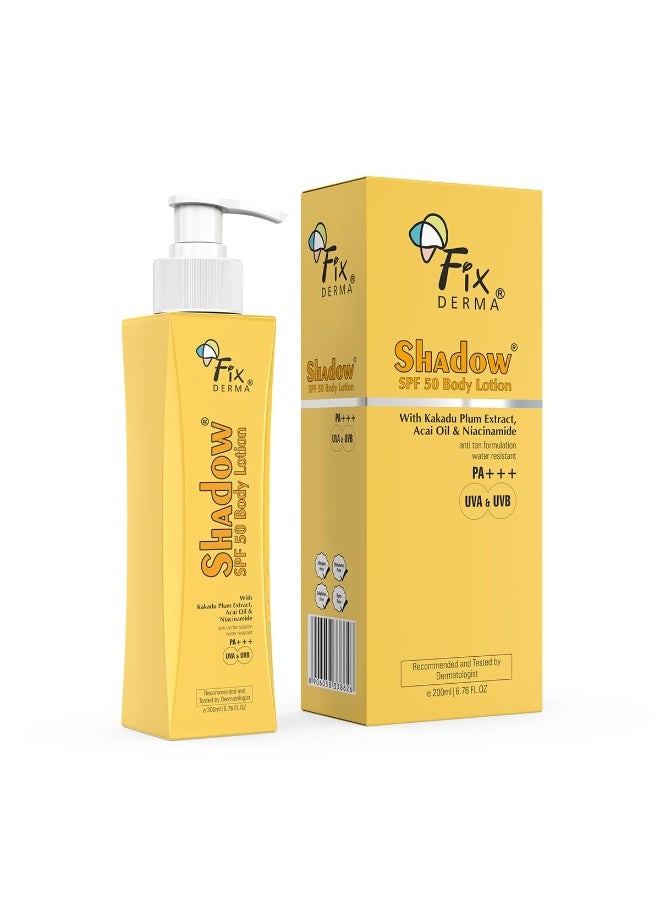 FIXDERMA Shadow Sunscreen Body Lotion with SPF 50 PA+++ & 2% Niacinamide - Image 1