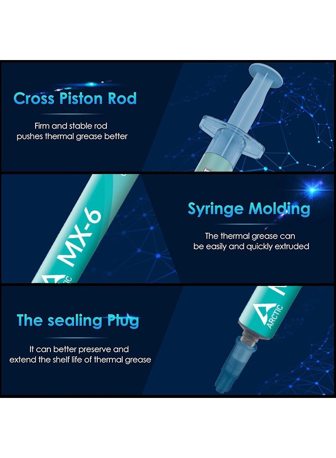 Arctic MX-6 (4g) Ultimate Performance Thermal Paste - Laptop Graphics Card Heat Dissipation Paste, Long Durability, Safe Application, Suitable For CPU, Gaming Consoles, Graphics Cards, Laptops - Non-Conductive - Image 2