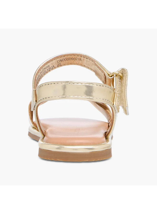 Flora Bella By Shoexpress Girls Strap Detail Sandals with Hook and Loop Closure