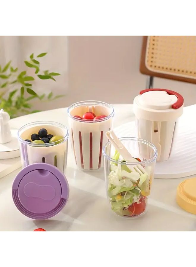 Yellow Leak Proof Salad Cup Portable Snack Container For Picnic Gym Office - Image 1