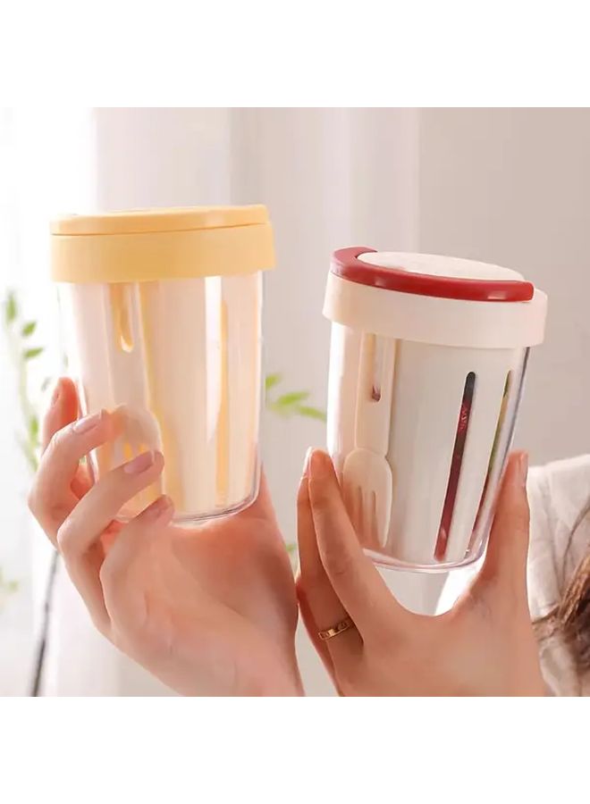 Yellow Leak Proof Salad Cup Portable Snack Container For Picnic Gym Office - Image 5