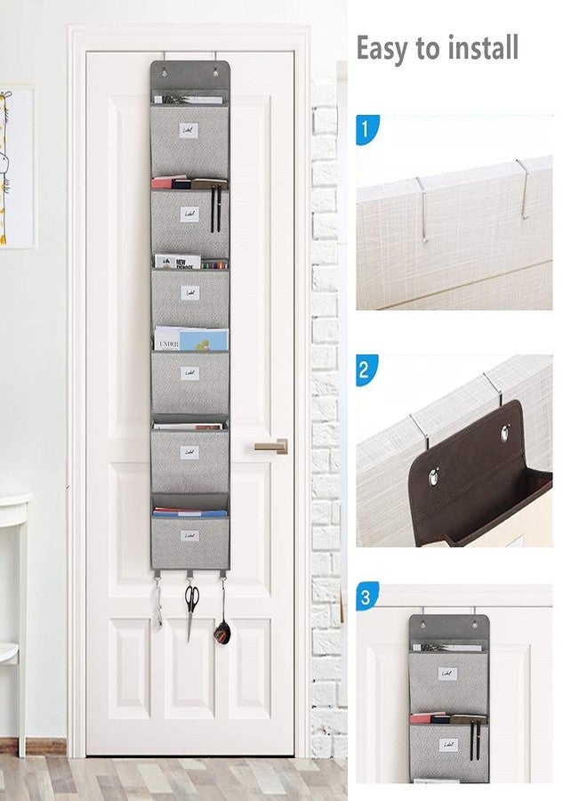 Geodurn Over The Door File Organizer - 6 Extra Large Pockets Hanging Wall Mounted Storage Files Holder Pocket Chart for Magazine, Notebooks, Planners, Mails etc. Office Home Supplies - Image 5