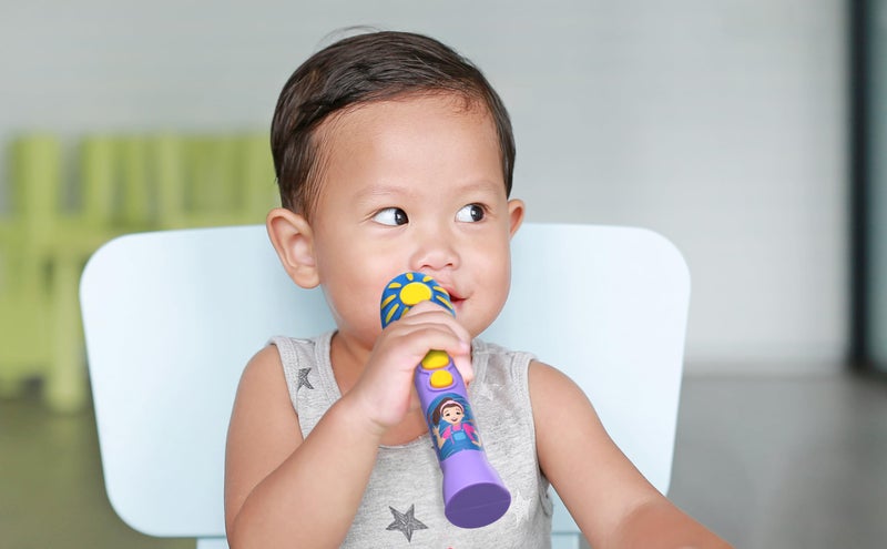 eKids Ms Rachel Toy Microphone for Kids, Includes Built-in Music and Lights, Toddler Toys Make Great Stocking Stuffers for Kids (Purple) - Image 3