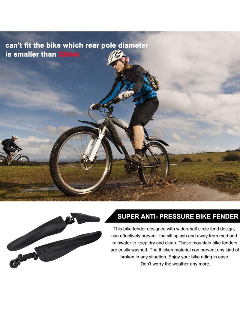 KASTWAVE Bicycle Mudguard, Full Coverage Thickened and Widened Mountain Bike Rain Cover Adjustable 3 Pieces Mudguard Suitable for 24-28 Inch Mountain Road Bike (3 Pieces 1 Set) - Image 2