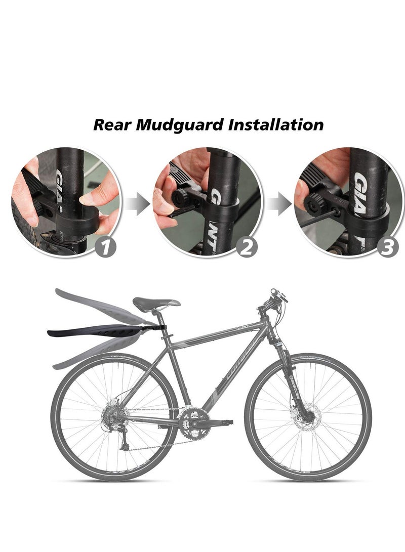 KASTWAVE Bicycle Mudguard, Full Coverage Thickened and Widened Mountain Bike Rain Cover Adjustable 3 Pieces Mudguard Suitable for 24-28 Inch Mountain Road Bike (3 Pieces 1 Set) - Image 4