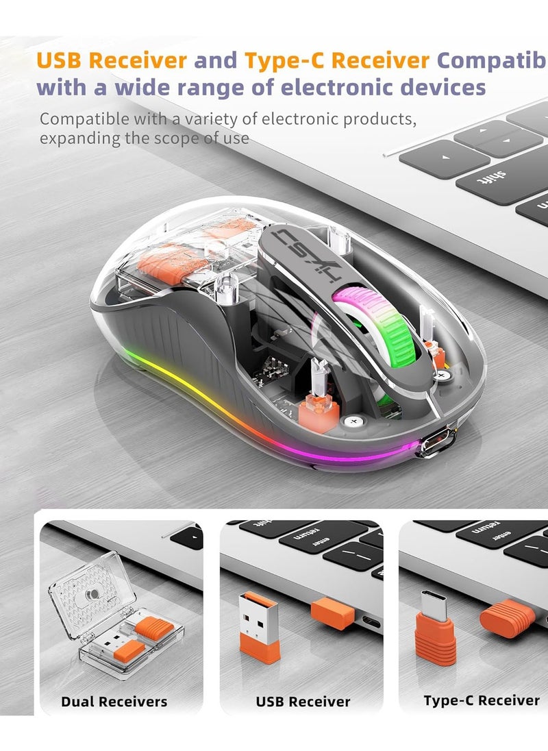 HXSJ - HXSJ NEW M333. 2.4G Dual-Mode Bluetooth Transparent Mouse Low Latency Suitable for Desktop Laptops Men Women Universal - Image 1