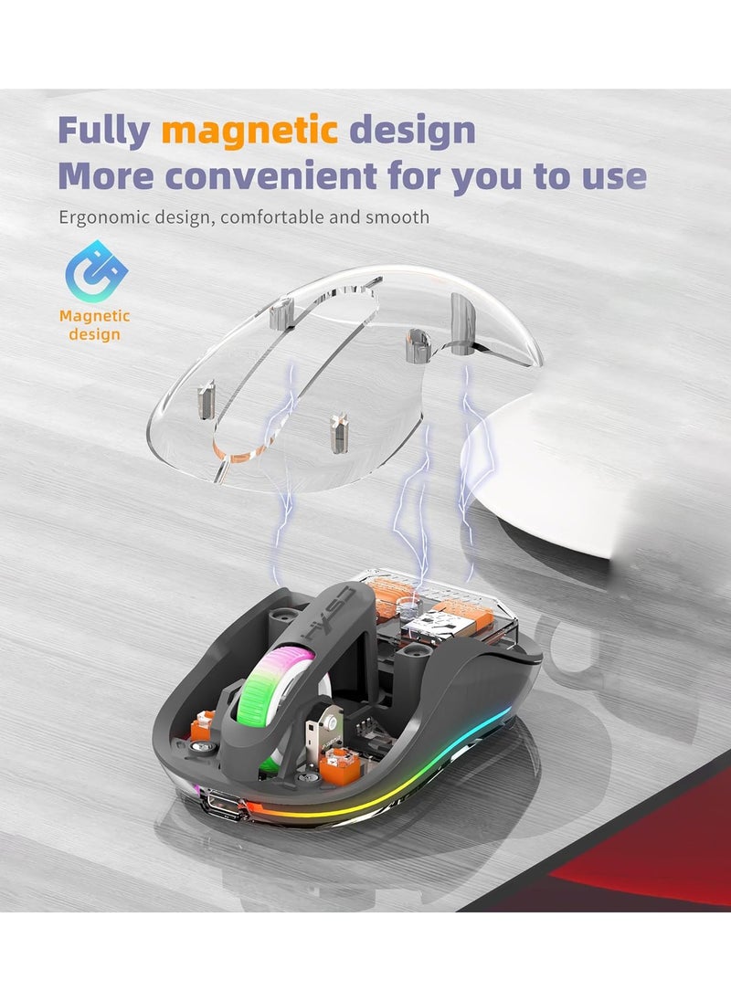 HXSJ - HXSJ NEW M333. 2.4G Dual-Mode Bluetooth Transparent Mouse Low Latency Suitable for Desktop Laptops Men Women Universal - Image 1
