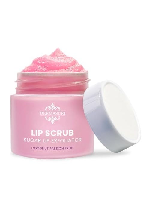 dermasuri - Dermasuri Lip Exfoliator Scrub and Moisturizer Sugar Scrubs Overnight Hydration  Softening Brighten and Soften Dark Lips For Men  Women Soothing Dryness Coconut Passion Fruit Flavor 20g07oz - Image 1