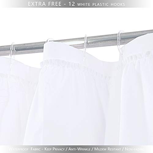 WestWeir White Ruffle Shower Curtain - Farmhouse Cloth Bathroom 72 x 72 Inches Texture Fashion, Double Layer Fabric, not See Through. - Image 5