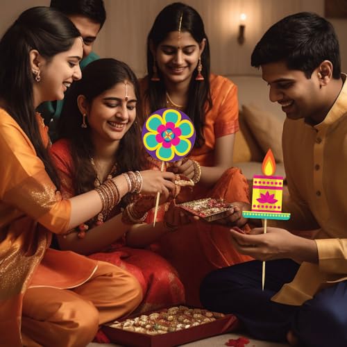 Festiko Cardstock Set Of 10 Pcs Shubh Dipawali Photobooth Props, Diwali Photo Props, Diwali Decoration Items, Happy Diwali Decorations, Multicolor - Image 5