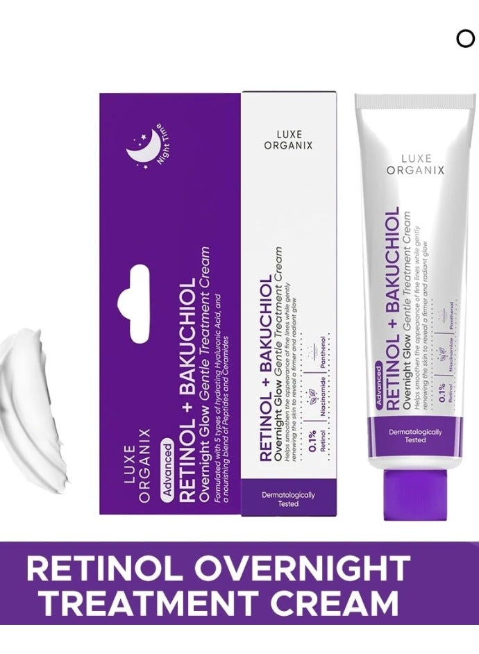 LUXE ORGANIX RETINOL and BAKUCHIOL Overnight Glow Gentle Treatment Cream 30g