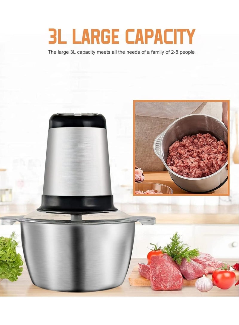 Maxtop Electric Meat Grinder 3L Multi Function Stainless Steel Food Processor for Meat Vegetables Fruits Nuts 2-Speed Control - Image 2