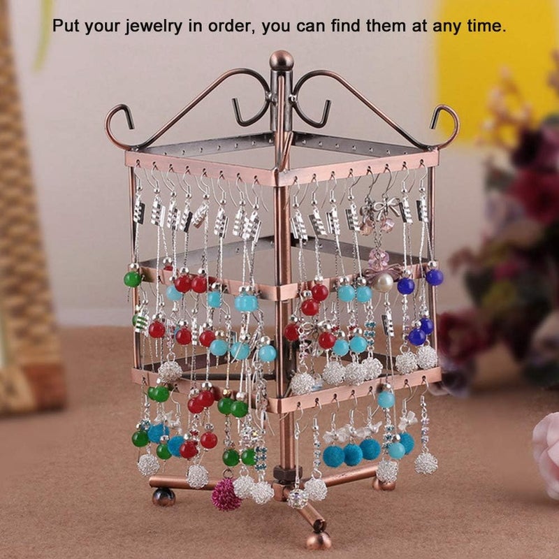 cheekyglo Jewelry Stand, 96 Holes Rotatable Jewelry Display Stand Three Layers Earrings Bracelet Jewelry Display Stands Hanger Holder Rack(Antique Bronze) - Image 2