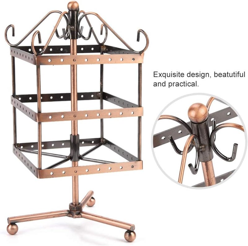 cheekyglo Jewelry Stand, 96 Holes Rotatable Jewelry Display Stand Three Layers Earrings Bracelet Jewelry Display Stands Hanger Holder Rack(Antique Bronze) - Image 3