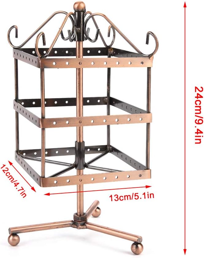 cheekyglo Jewelry Stand, 96 Holes Rotatable Jewelry Display Stand Three Layers Earrings Bracelet Jewelry Display Stands Hanger Holder Rack(Antique Bronze) - Image 5
