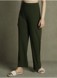 Dennis Lingo Olive Wide Leg Trousers for Women - Relaxed Fit, Stylish  - Image 5