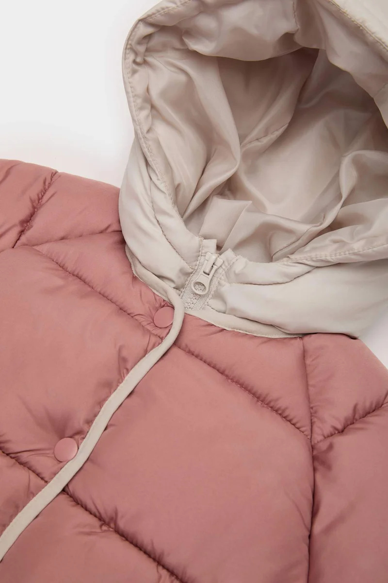 ديفاكتو Baby Girl Windproof Hooded Zippered Puffer Jacket