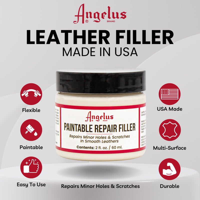 Angelus Leather Filler for Filling or Repairing Holes, Tears, Cracks, Scratches, for Leather Car Seats, Furniture, Shoes - Flexible | Made in USA - 2 fl oz - Image 2